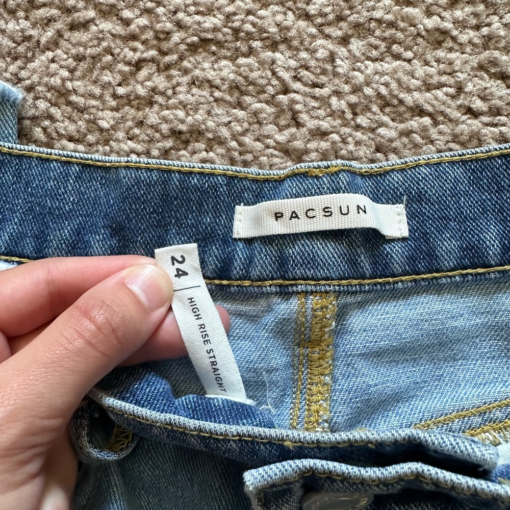 PacSun High Rise Blue Jeans with Color-Block Design - Picture 4 of 5